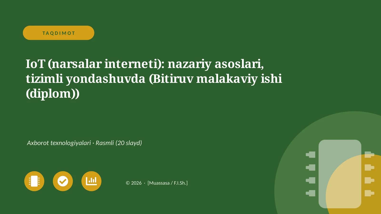 IoT (narsalar interneti): nazariy asoslari, tizimli yondashuvda (Bitiruv malakaviy ishi (diplom))
