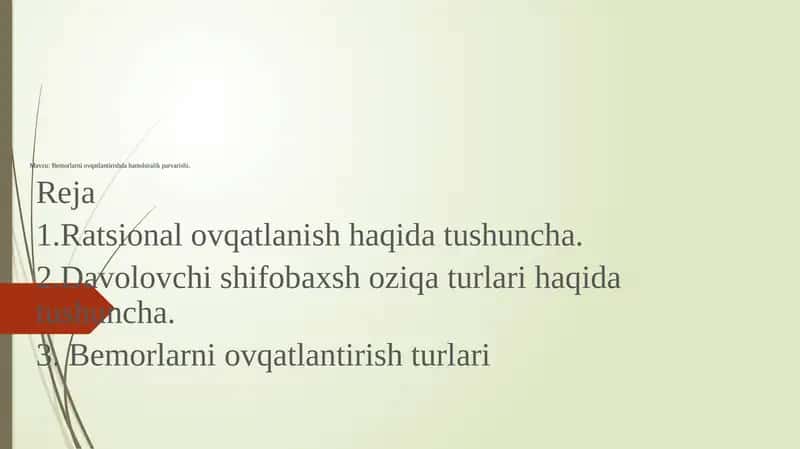 Bemorlarniovqatlantirishda hamshiralikparvarishi
