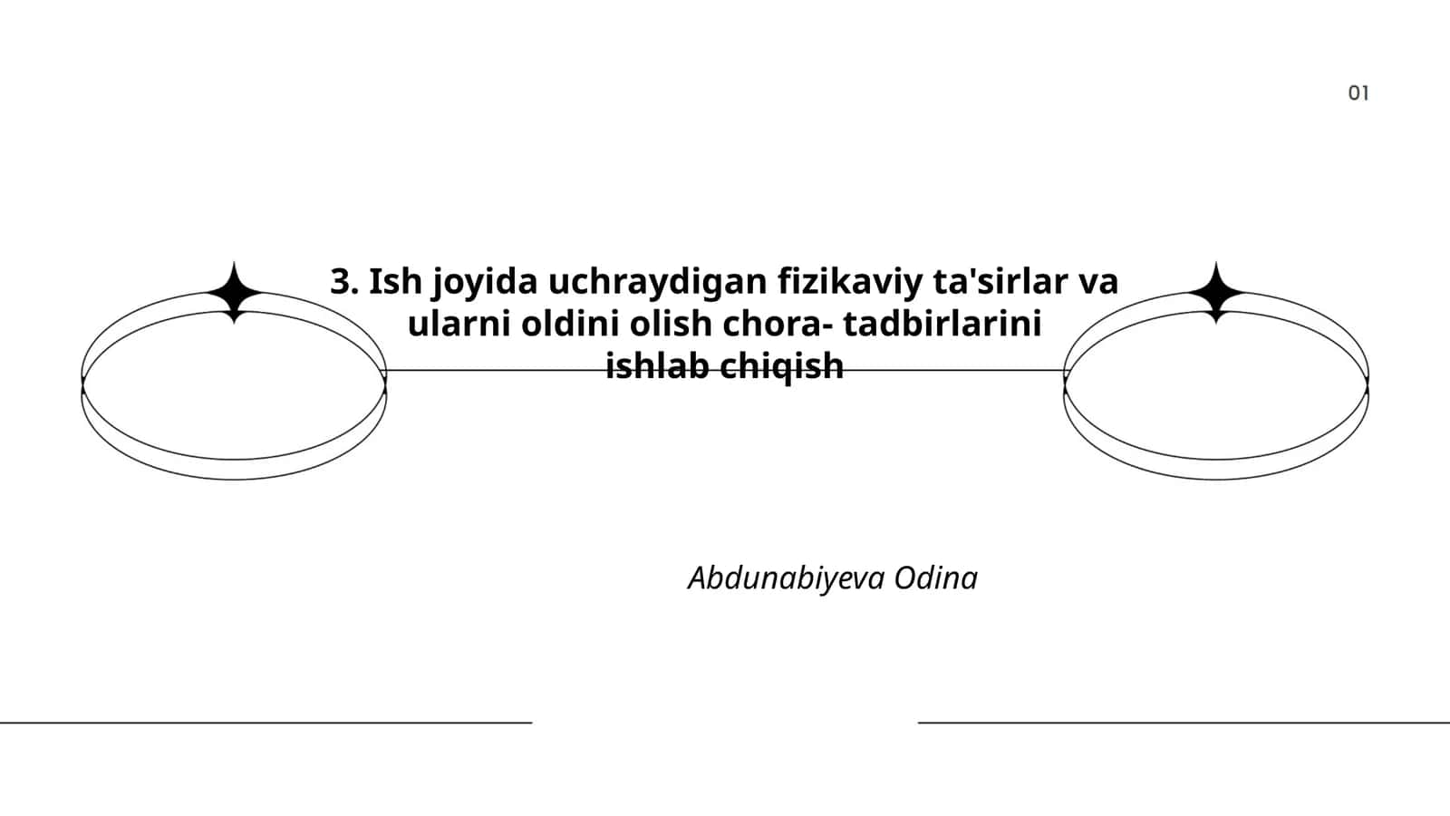Ish joyida uchraydigan fizikaviy ta'sirlar va ularni oldini olish chora- tadbirlarini ishlab chiqish