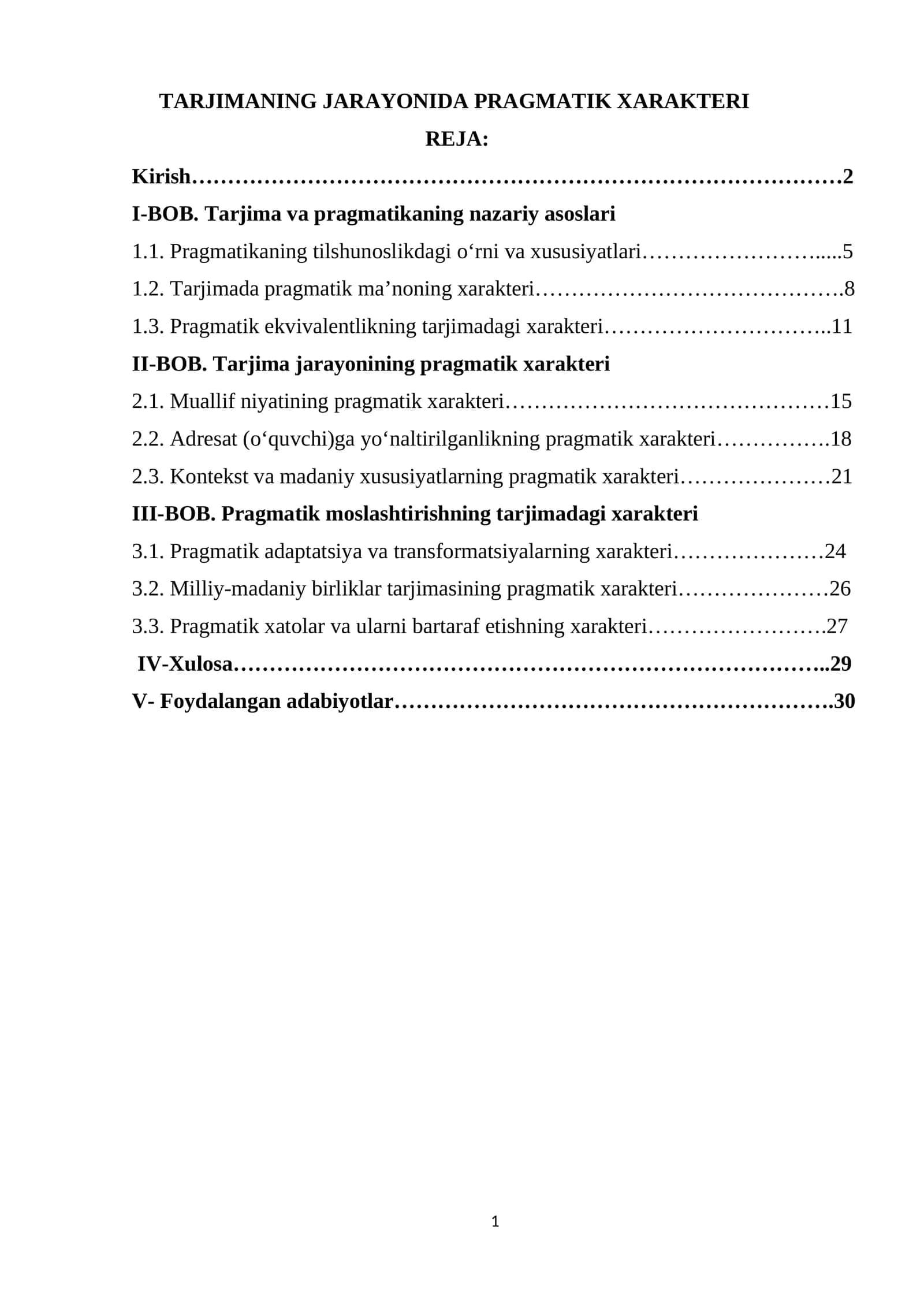 TARJIMANING JARAYONIDA PRAGMATIK XARAKTERI