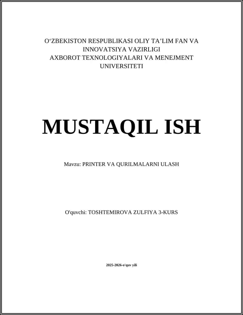PRINTER VA QURILMALARNI ULASH