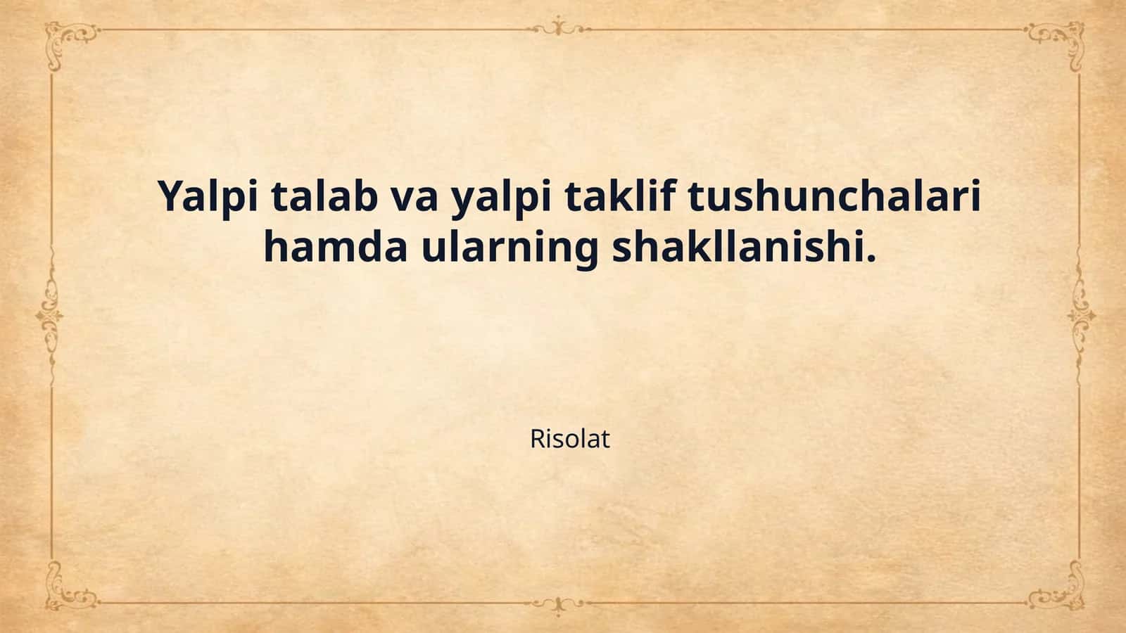 Yalpi talab va yalpi taklif tushunchalari hamda ularning shakllanishi.