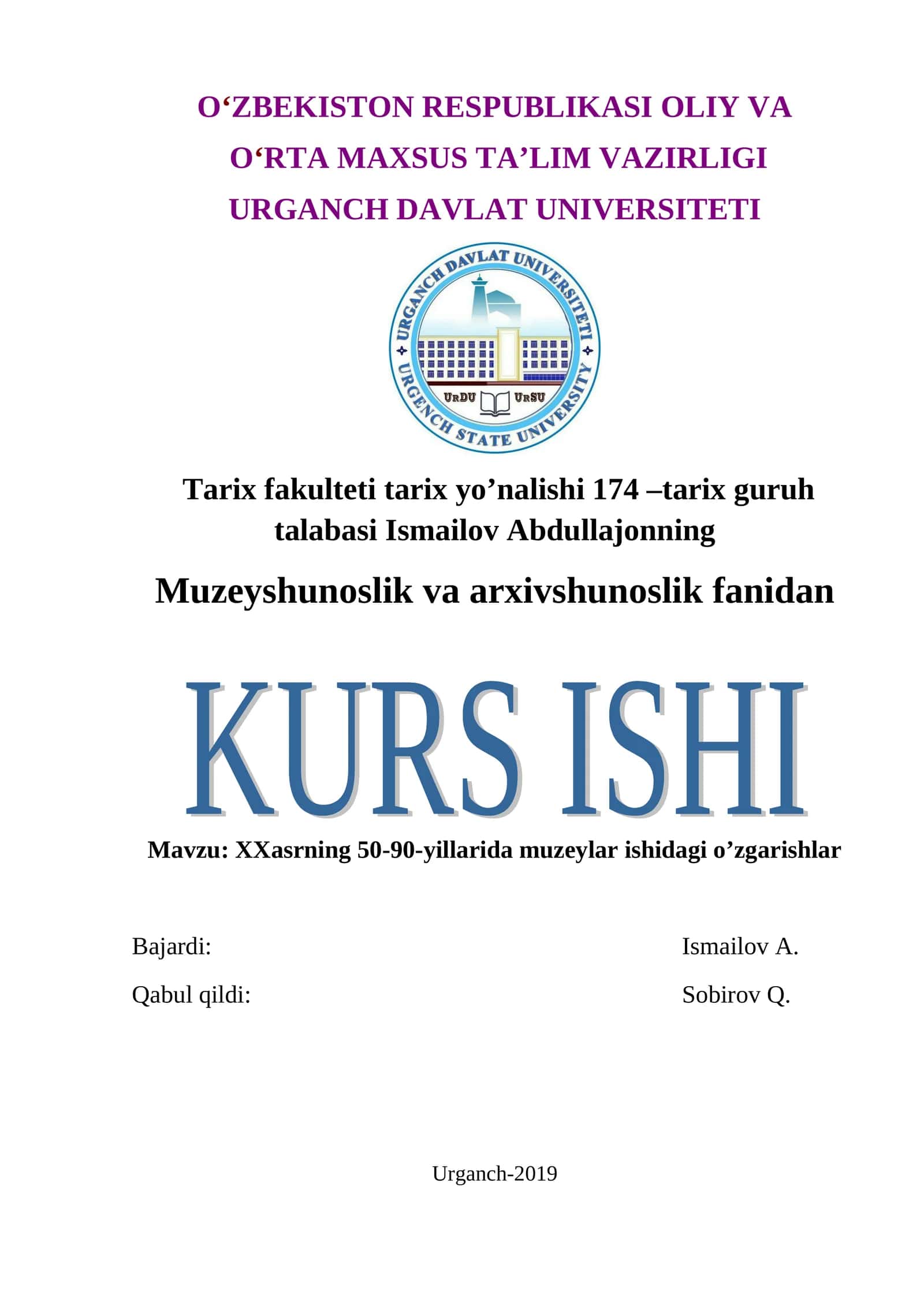 50-90-yillarida muzeylar ishidagi o’zgarishlar