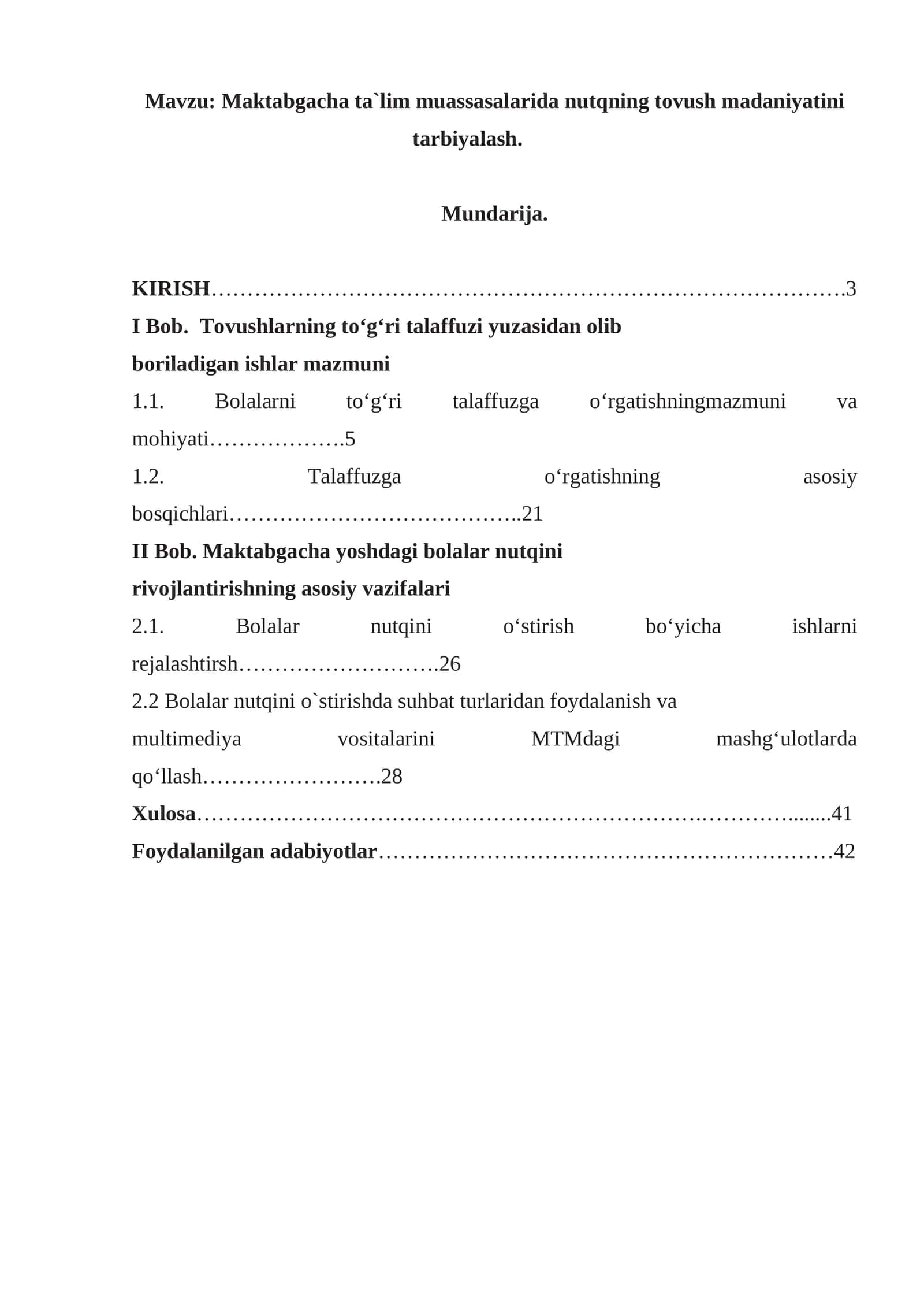 Maktabgacha ta`lim muassasalarida nutqning tovush madaniyatini tarbiyalash
