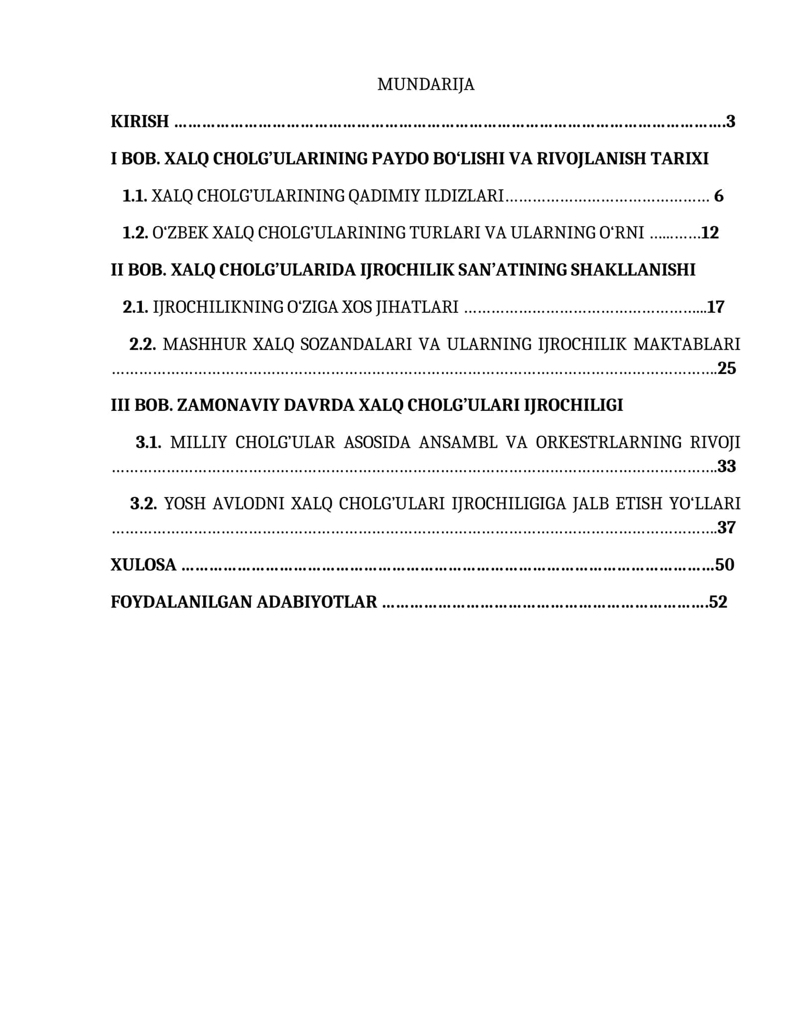 Xalq cholg’ularida ijrochilik haqida ma‘lumotlar