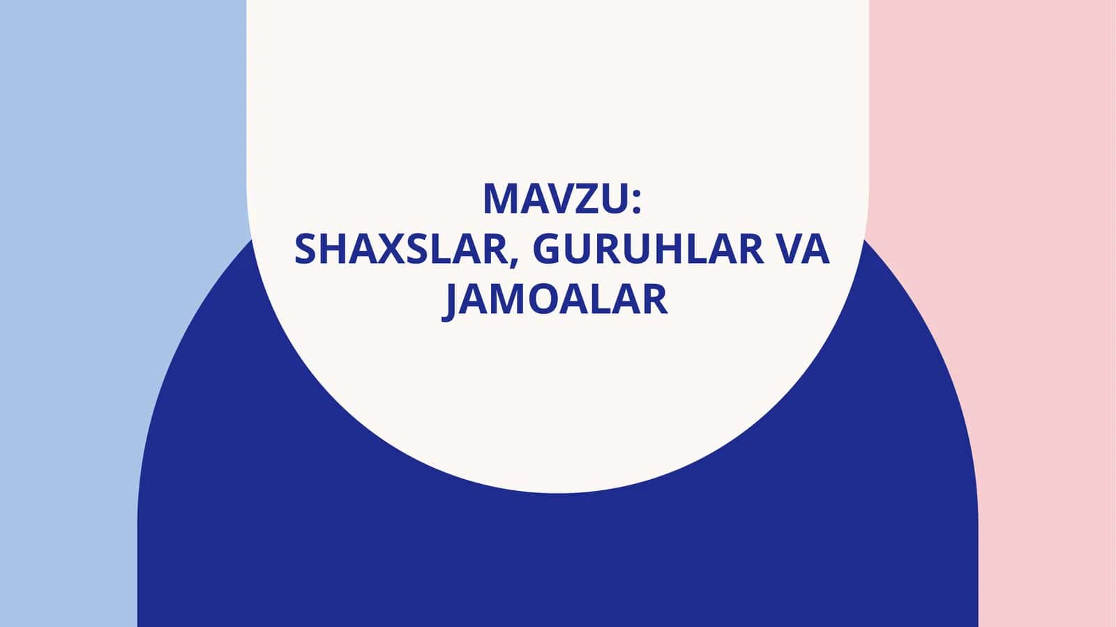 SHAXSLAR, GURUHLAR VA JAMOALAR