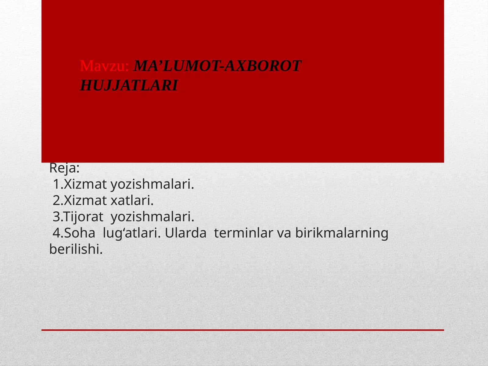 Xizmat yozishmalari