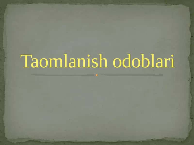 Taomlanish odoblari