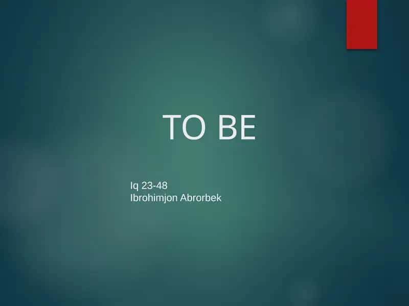 THEVERB“TOBE”