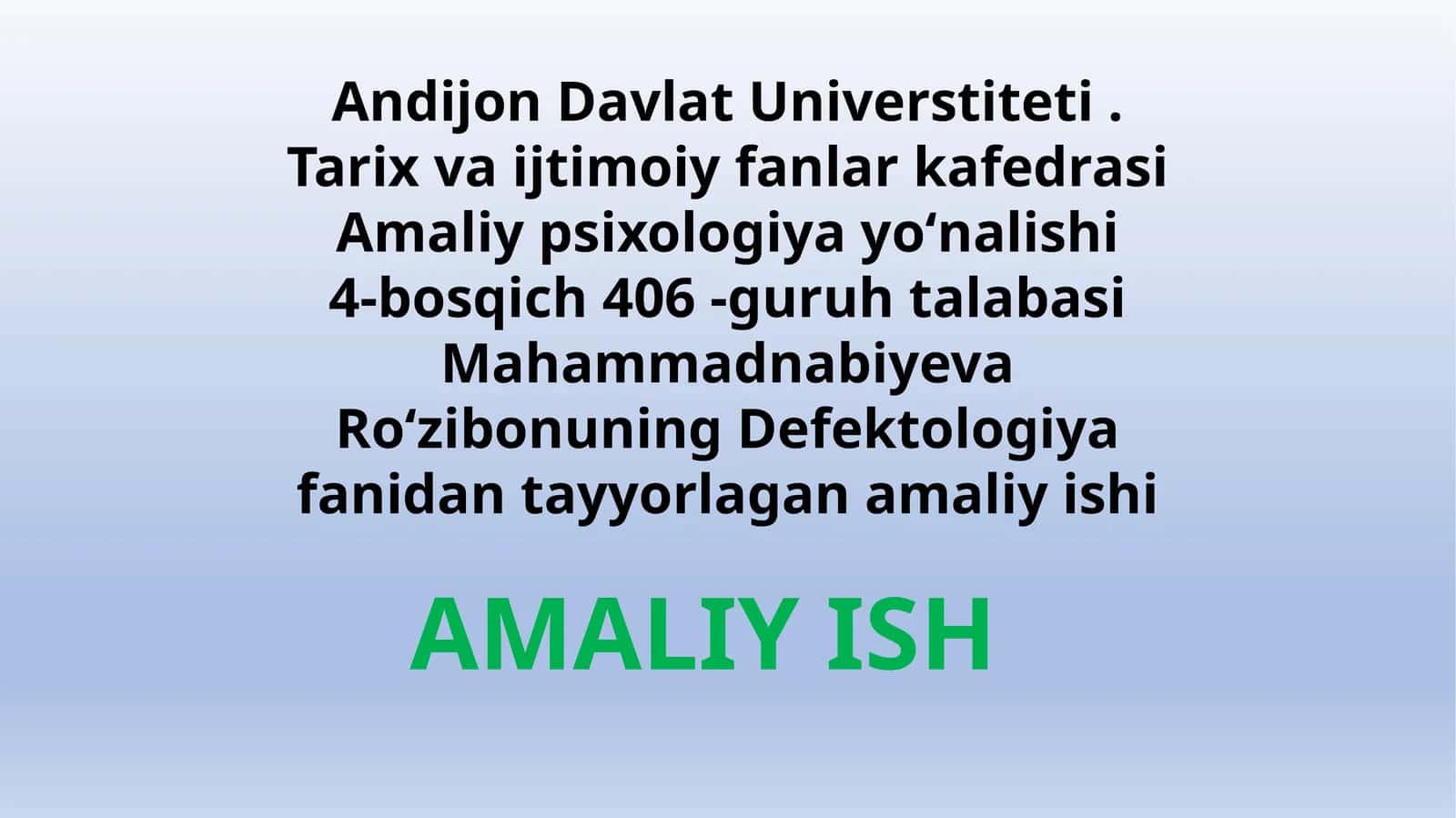 Defektologiyadan laboratoriyaga