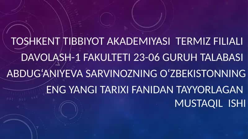 O‘ZBEKISTON MUSTAQILLIK TARAQQIYOTI YO‘LIDA