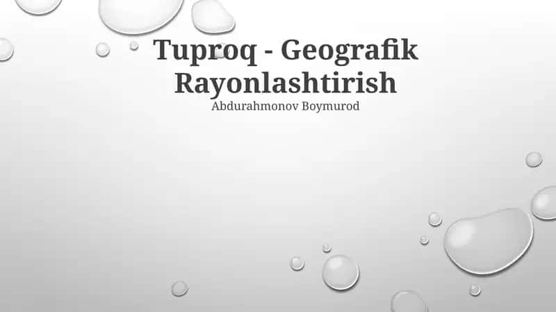 Tuproq - Geografik Rayonlashtirish