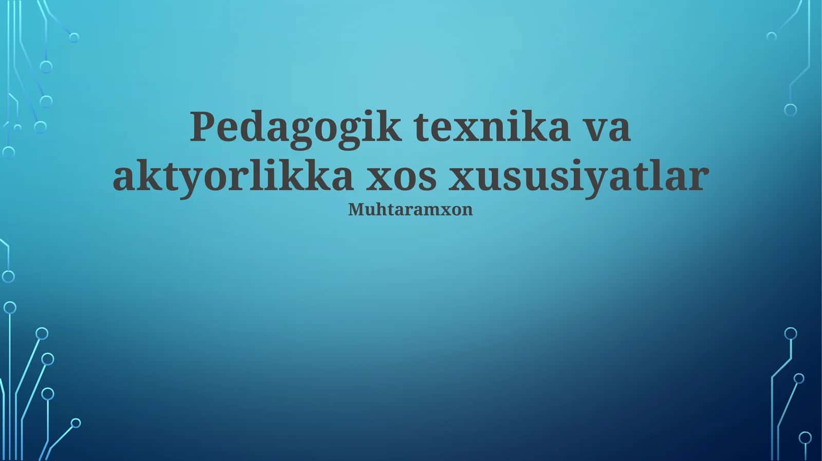Ovoz Tembri va Nutq Texnikasi