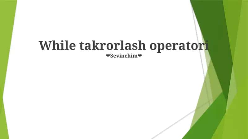 While takrorlash operatori