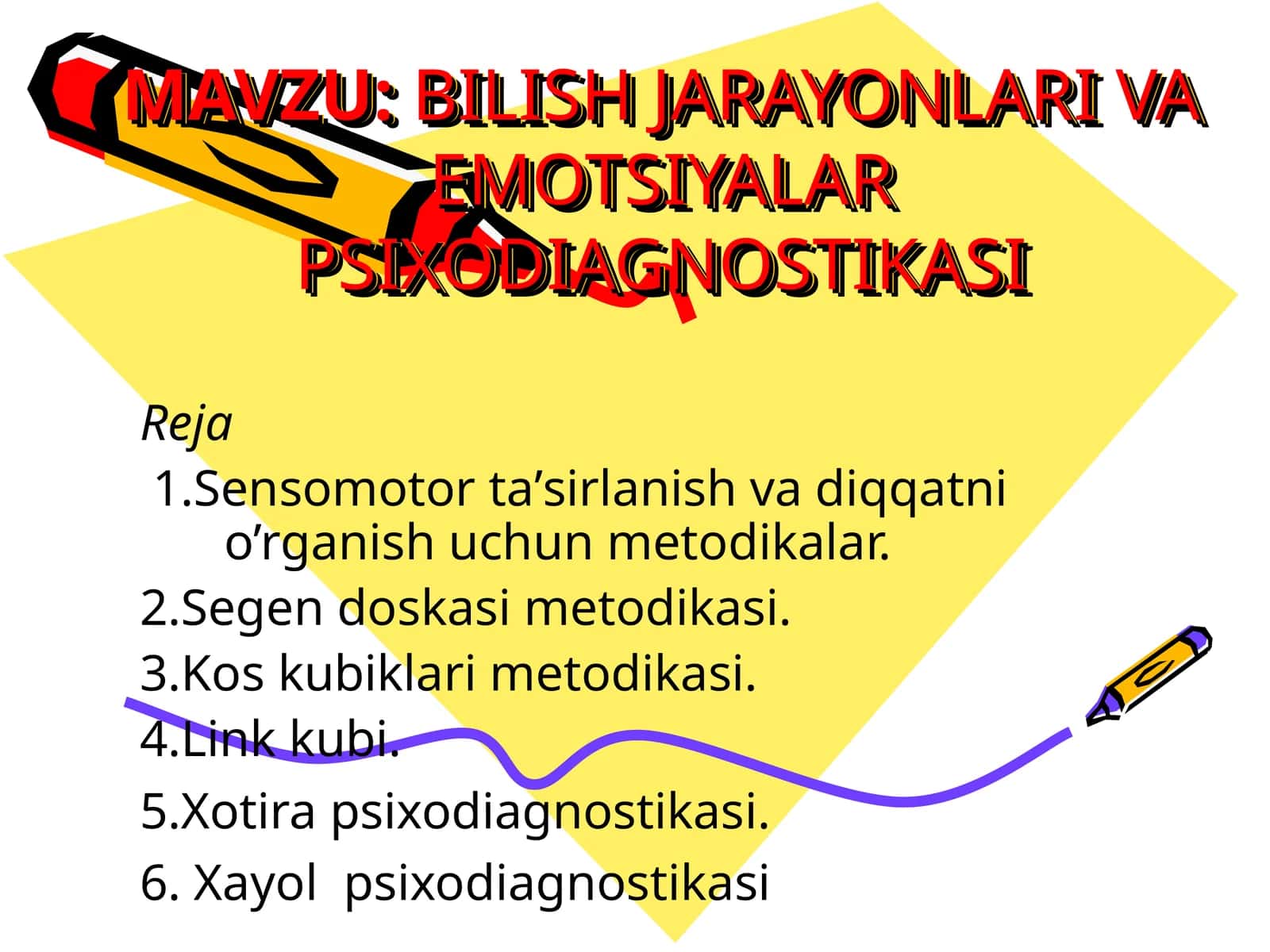 BILISH JARAYONLARIVA EMOTSIYALAR PSIXODIAGNOSTIKASI