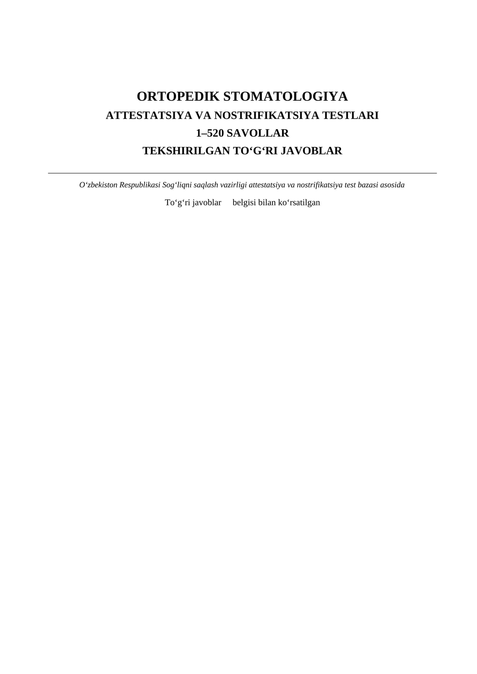 ORTOPEDIK STOMATOLOGIYA