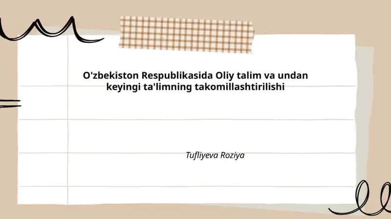Reja: Oliy ta'lim muassasalarining boshqaruv tizimini modernizatsiyalash
