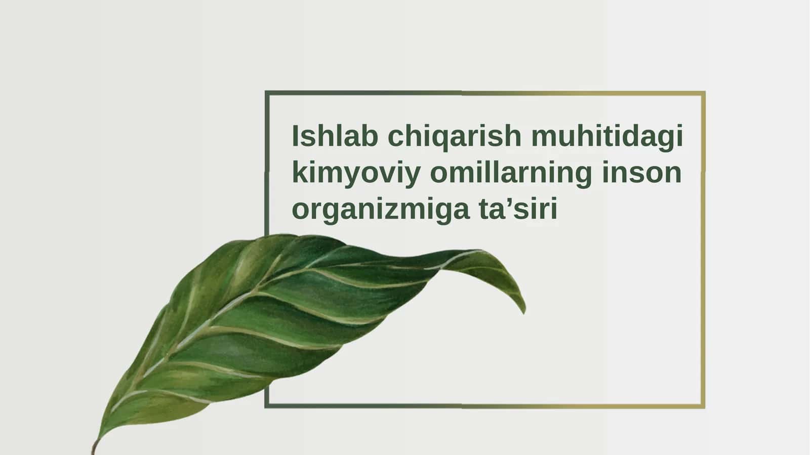 Kimyoviy omillarning inson organizmiga ta’siri