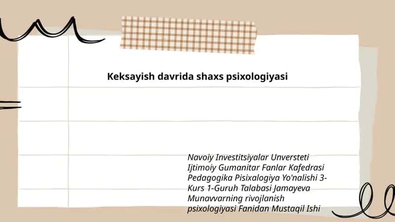 Munavvarning rivojlanish psixologiyasi