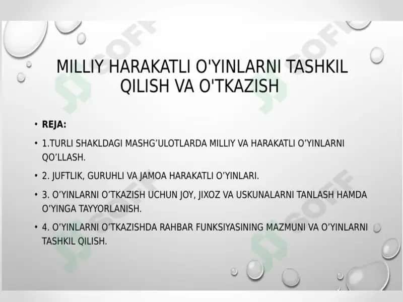 Harakatli O'yinlarni Tashkil Qilish va O'tkazishda
