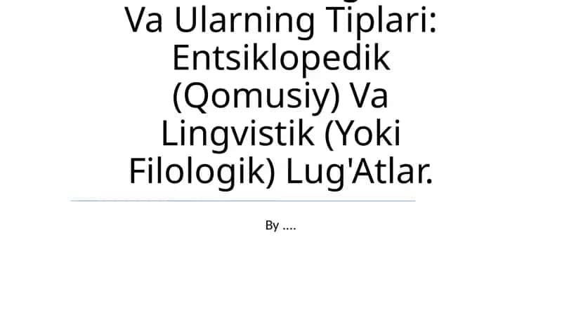 Leksikografiya Haqida Umumiy Ma'lumot