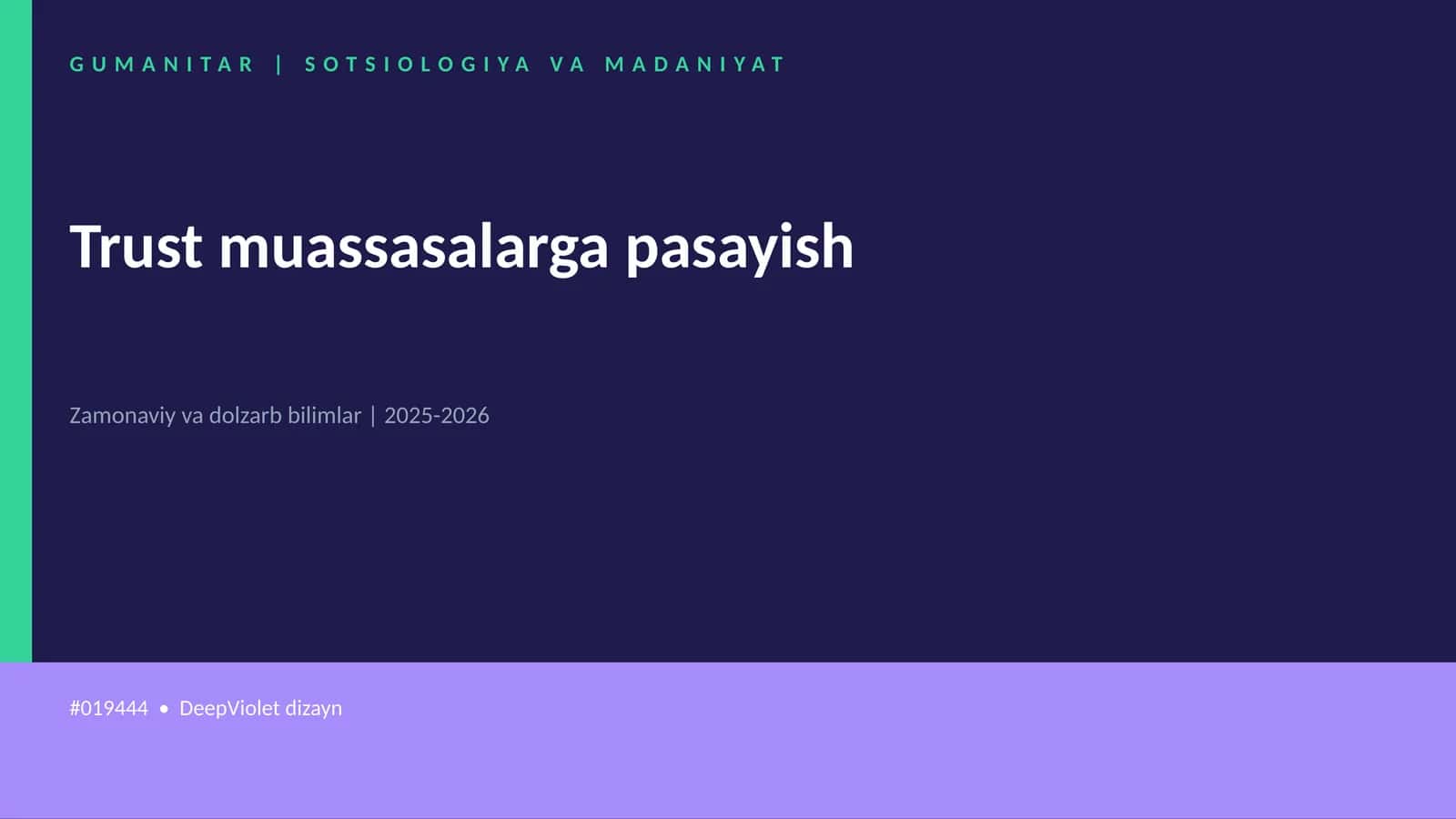 Trust muassasalarga pasayish