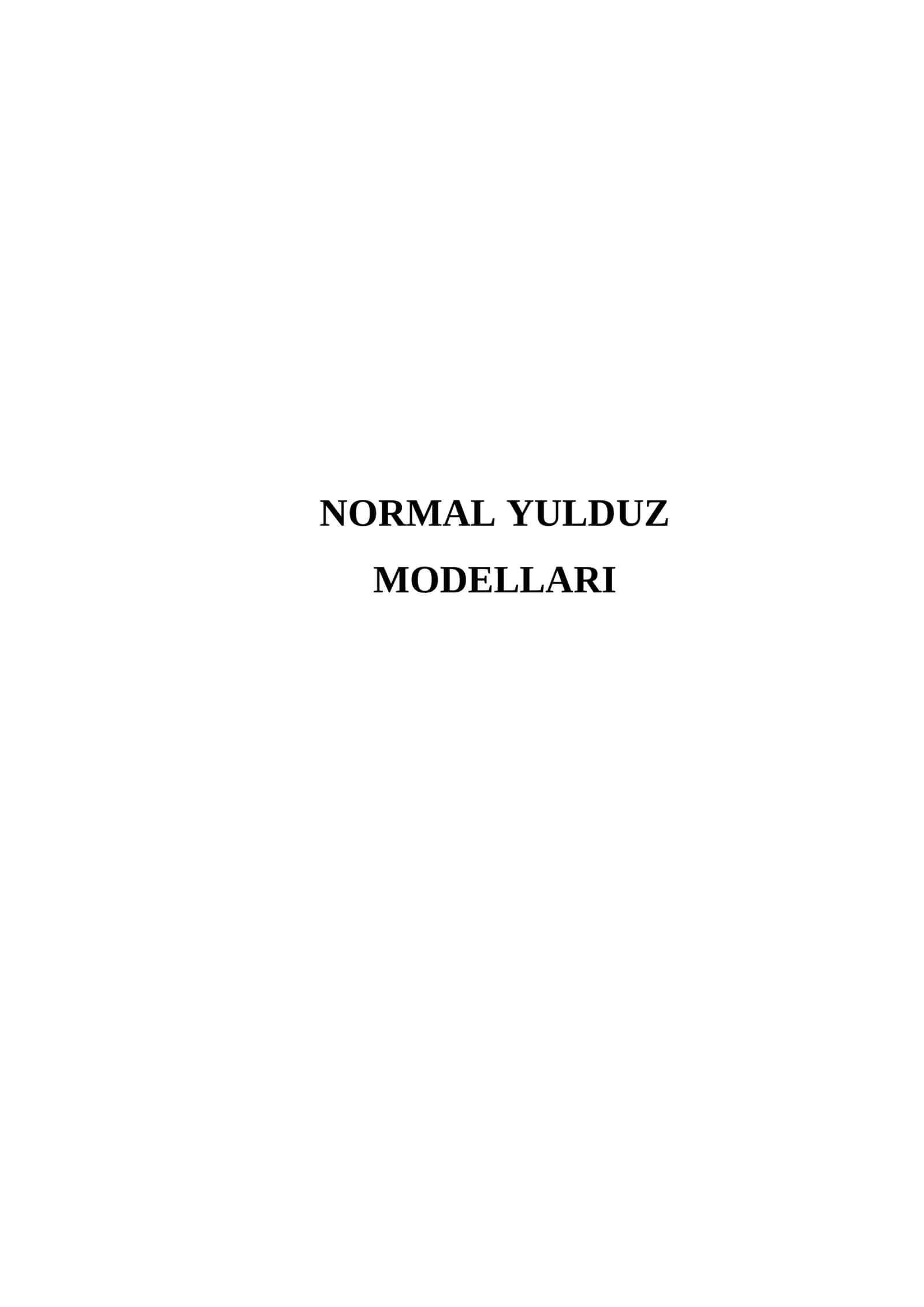 Normal yulduz modellari