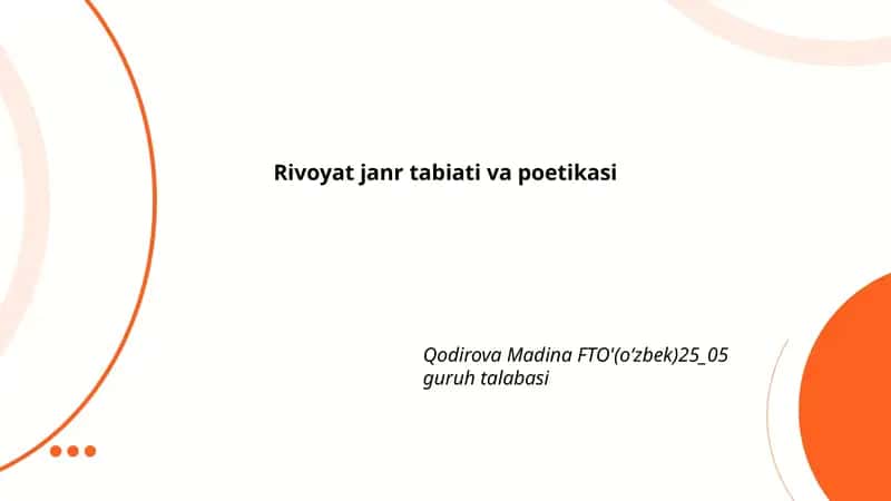 Rivoyat janr tabiati va poetikasi
