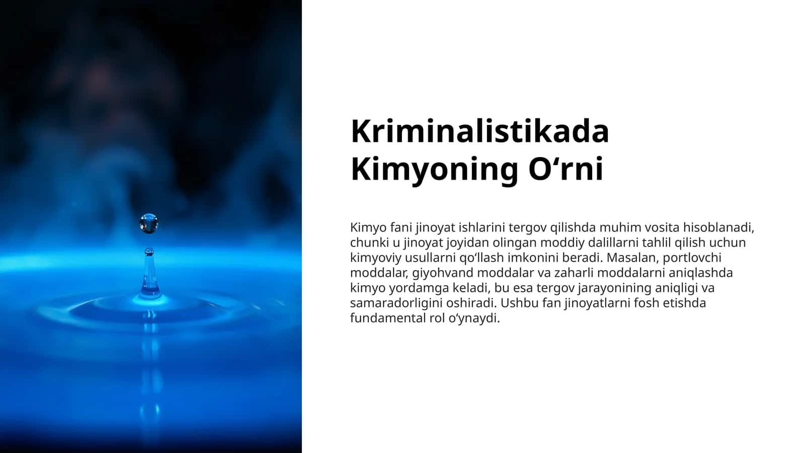 Kriminalistikada Kimyoning Oʻrni