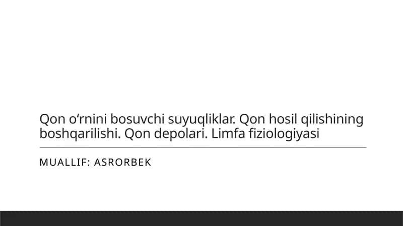 Qon oʻrnini bosuvchi suyuqliklar