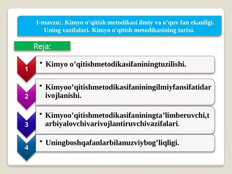 Kimyoo’qitishmetodikasiilmiyvao’quvfanekanligi