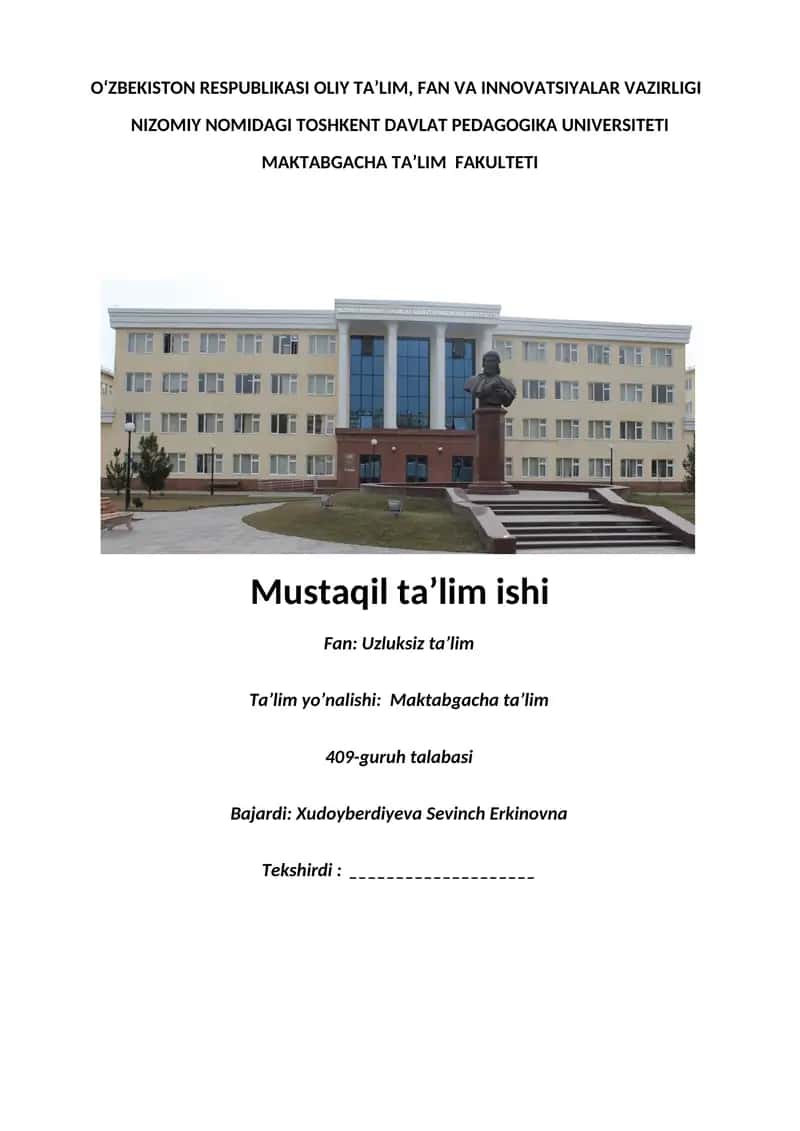 Kasbiy ta`lim mazmuni va texnologiyalari
