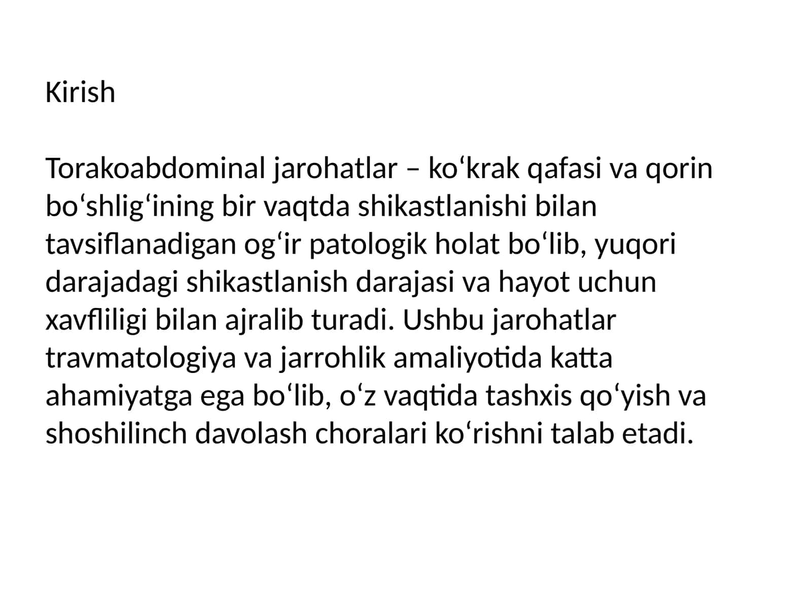 Torakoabdominal jarohatlar