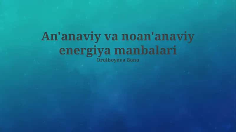 Energiya manbalari