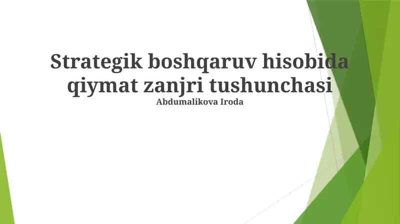 Strategik buxgalteriya hisobi va qiymat zanjiri