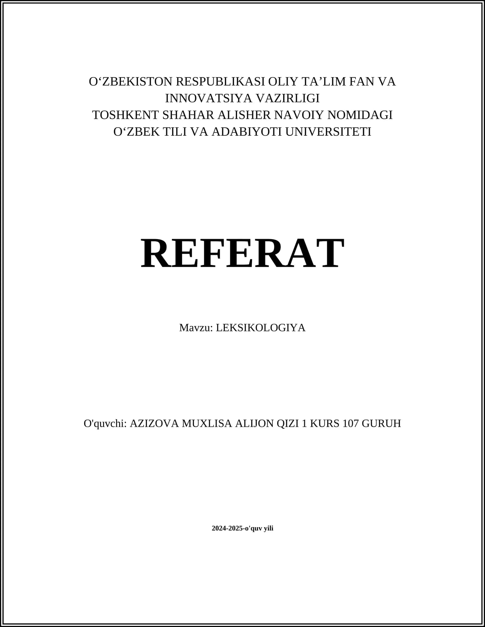 LEKSIKOLOGIYA