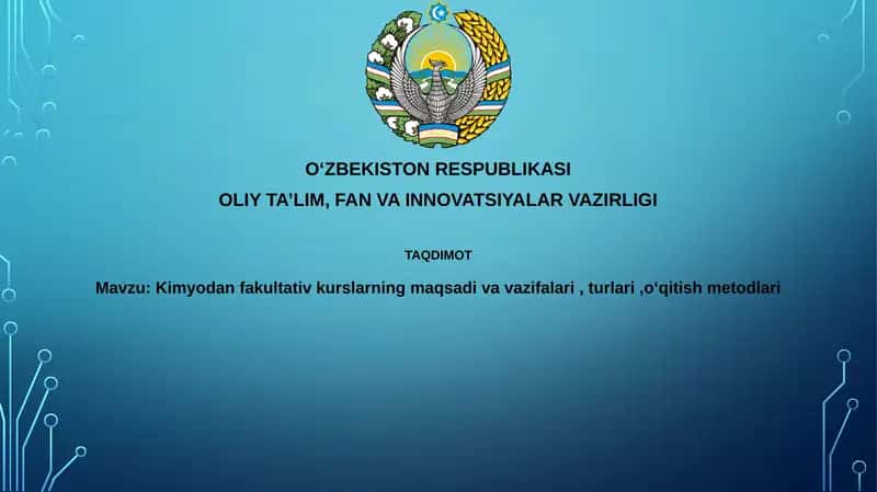 Kimyo bo'yicha ixtiyoriy kurslar