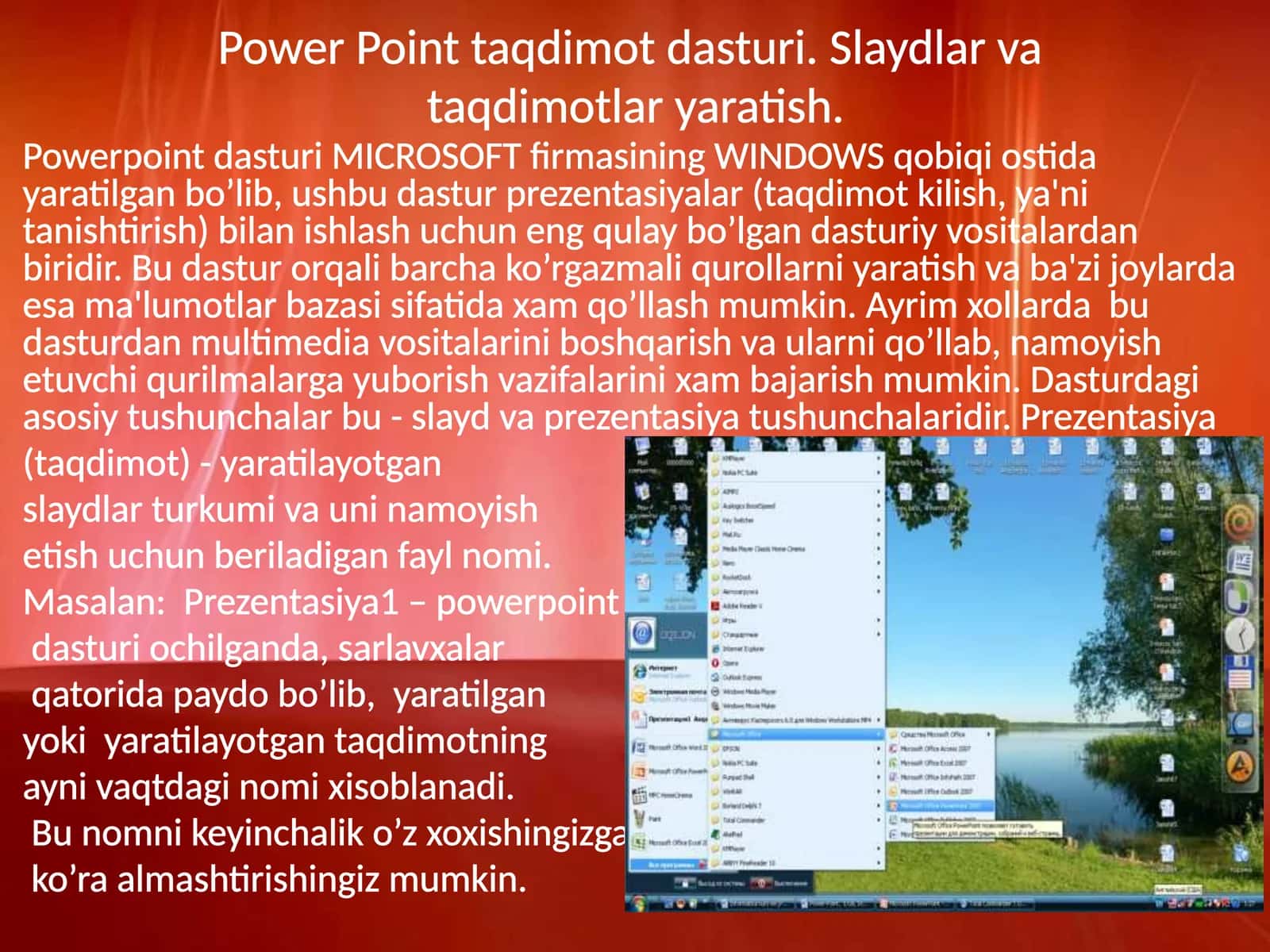 Power Point taqdimot dasturi