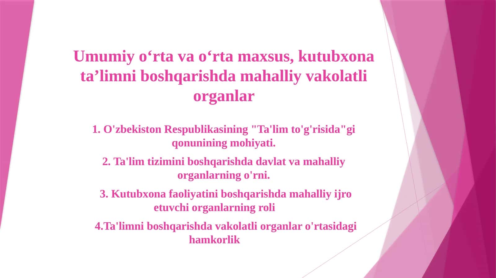 O'zbekiston Respublikasi Ta'lim To'g'risida qonunining mohiyati