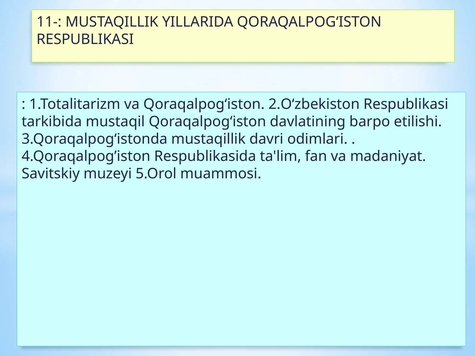 Qoraqalpoğ‘iston Respublikasi Tarixi
