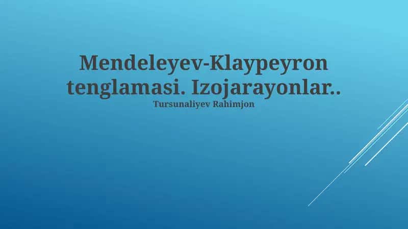 Klapeyron-Mendeleev tenglamasi