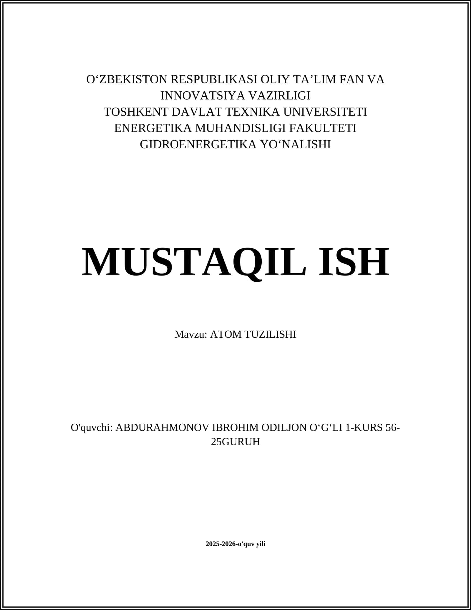 Atom tuzilishi