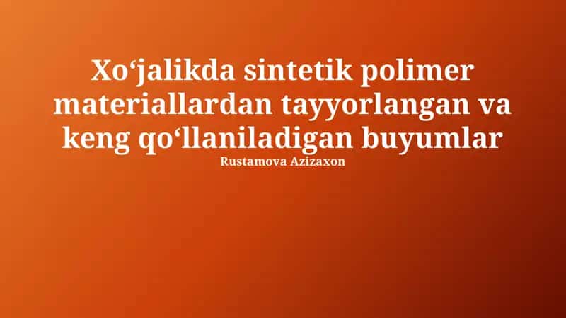 Sintetik Polimer Materiallar