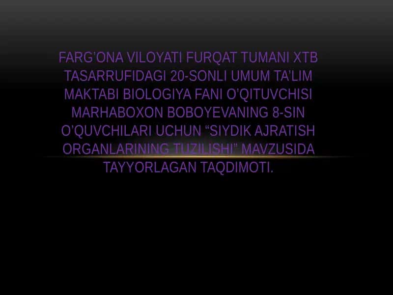 "Siydik Ajratish Organlarining Tuzilishi"