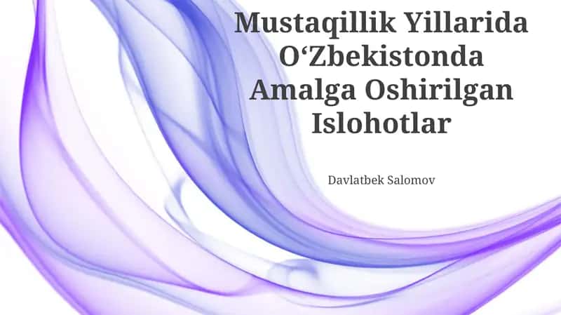Mustaqillik Yillarida OʻZbekistonda Amalga Oshirilgan Islohotlar