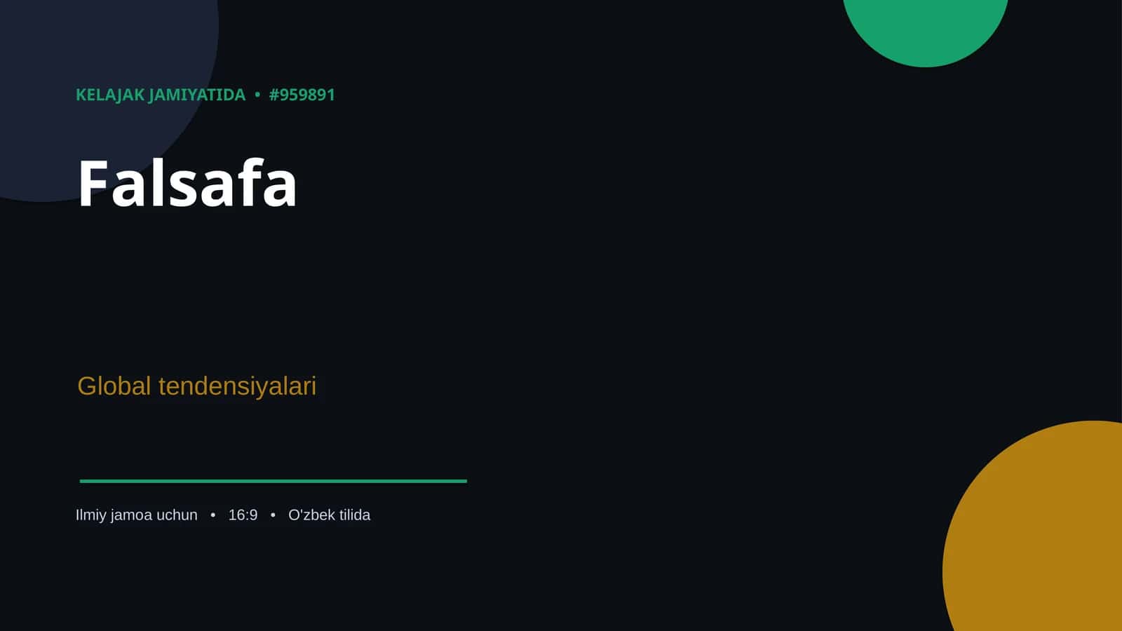 KELAJAK JAMIYATIDA • #959891