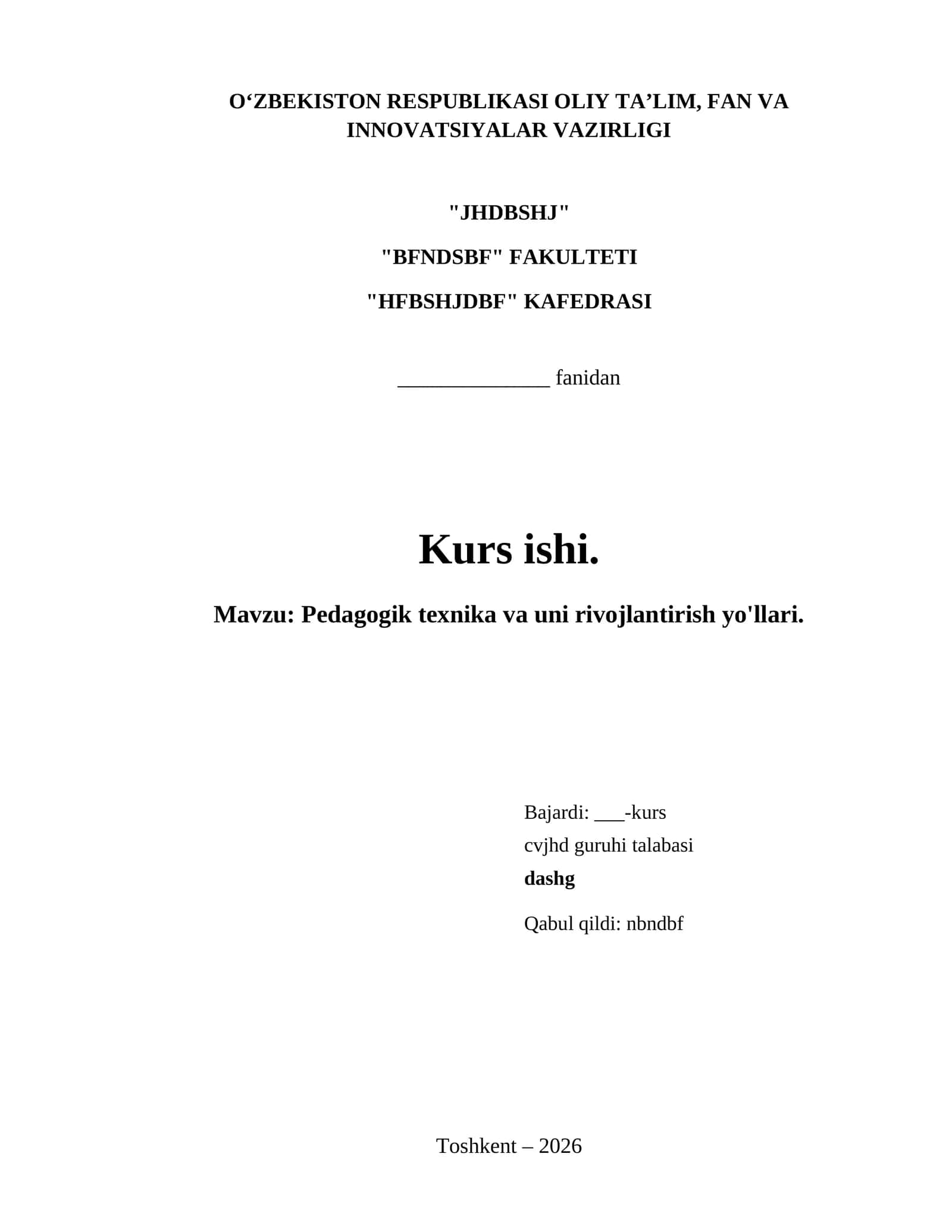 Pedagogik texnika va uni rivojlantirish yo'llari.