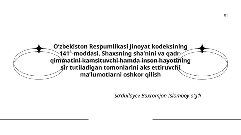 Oʻzbekiston Respumlikasi Jinoyat kodeksining 141-moddasi