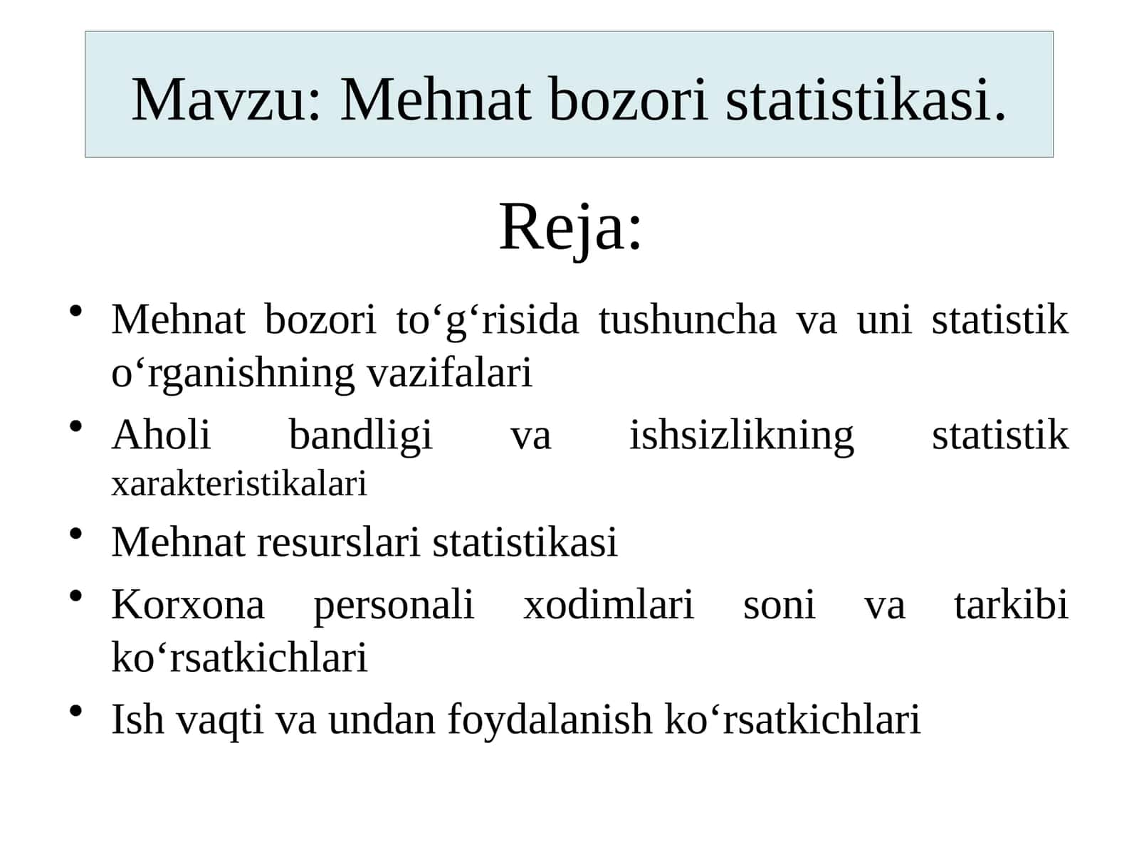 Mehnat bozori statistikasi