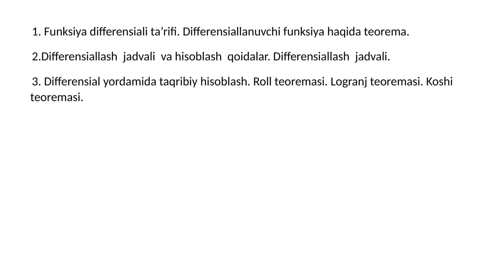 Differensial yordamida taqribiy hisoblash